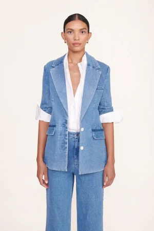STAUD Denim | Outerwear & Jackets<MAXWELL BLAZER  MEDIUM WASH
