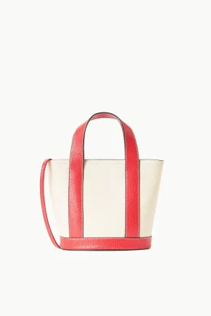 STAUD Allora | Totes<MINI ALLORA TOTE  CREAM RED ROSE