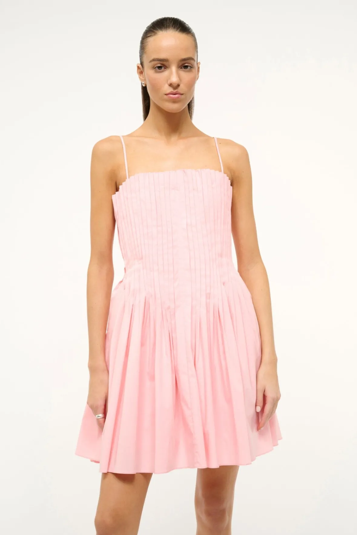 STAUD Poplin Shop | Dresses<MINI BELLA DRESS PEARL PINK
