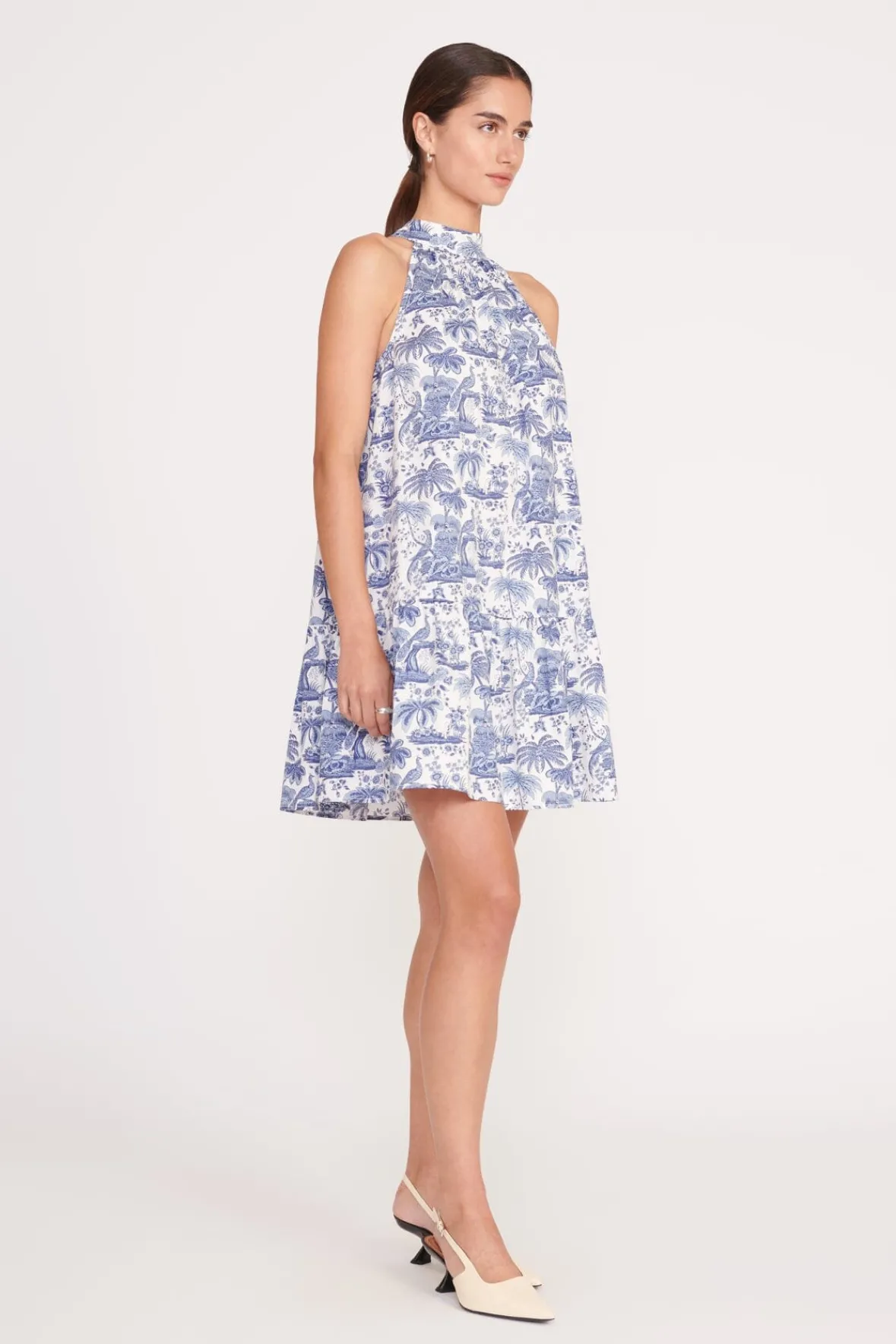 STAUD Dresses | Poplin Shop<MINI MARLOWE DRESS BLUE TOILE
