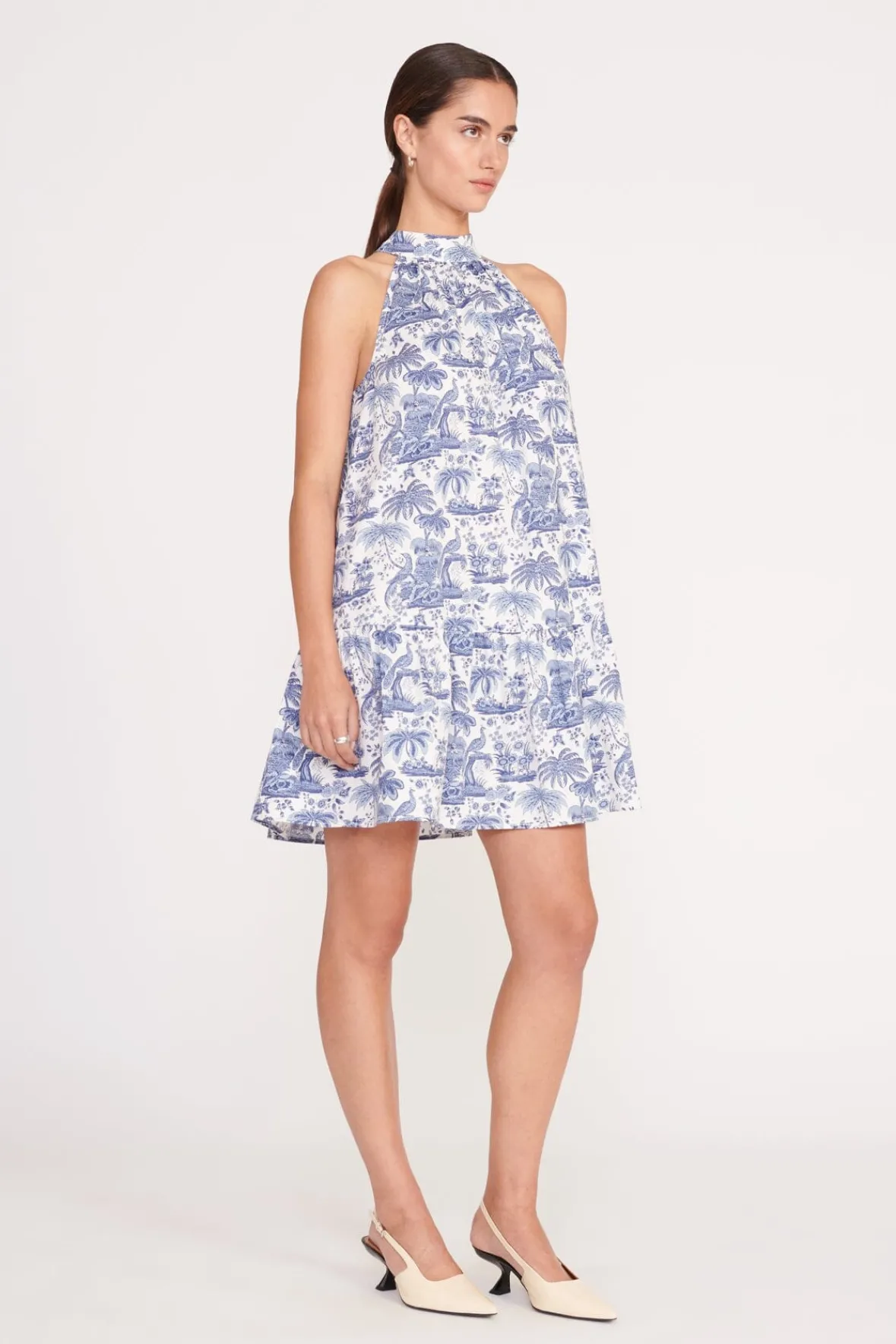 STAUD Dresses | Poplin Shop<MINI MARLOWE DRESS BLUE TOILE