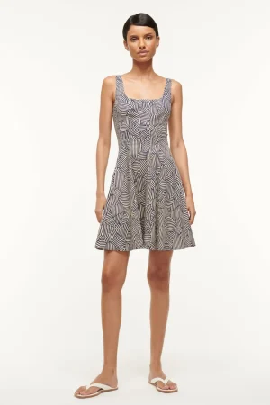 STAUD Poplin Shop | The Wells Dress<MINI WELLS DRESS NAVY MOSAIC