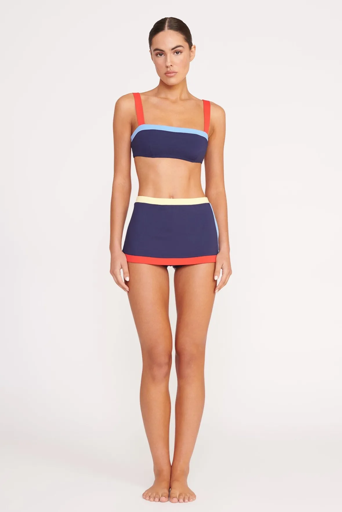 STAUD Bikinis<NELL SWIM SKIRT NAVY COLORBLOCK