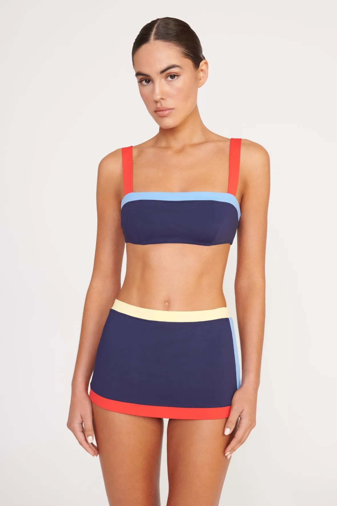 STAUD Bikinis<NELL SWIM SKIRT NAVY COLORBLOCK
