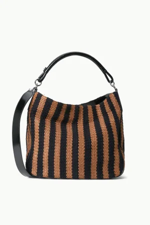 STAUD Totes<PERRY BAG  BLACK TAN SEASHORE STRIPE
