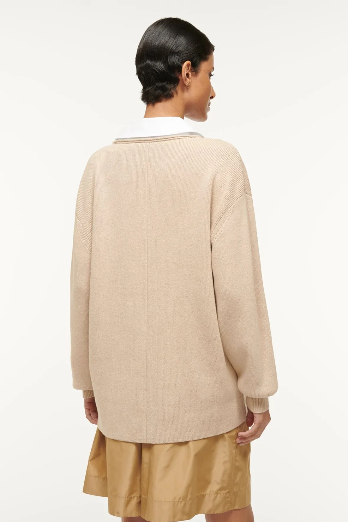 STAUD Spring Suiting | Knits<PIETRO SWEATER CAMEL WHITE