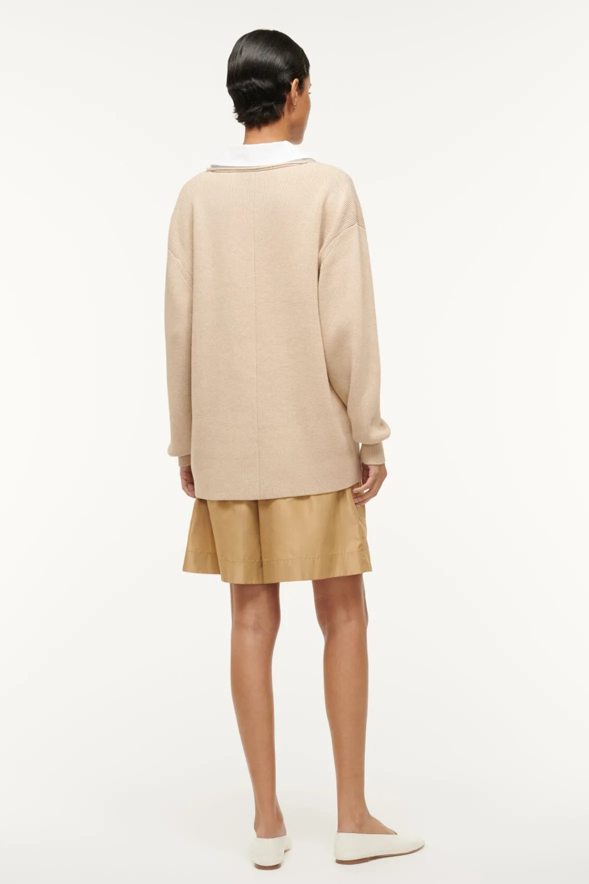 STAUD Spring Suiting | Knits<PIETRO SWEATER CAMEL WHITE
