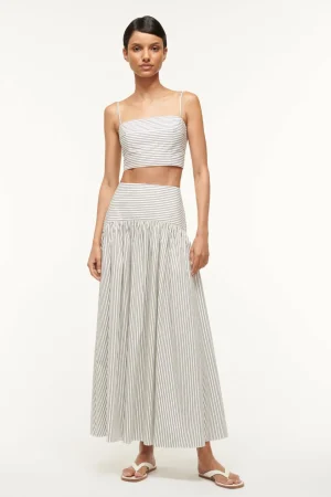 STAUD Poplin Shop | Skirts<PROCIDA SKIRT IVORY MICRO STRIPE