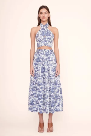 STAUD Poplin Shop | Skirts<SEA SKIRT BLUE TOILE
