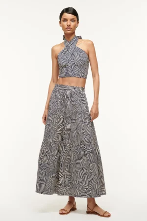 STAUD Poplin Shop | Skirts<SEA SKIRT NAVY MOSAIC