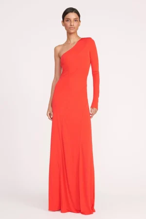 STAUD Dresses<SERENA DRESS RED ROSE
