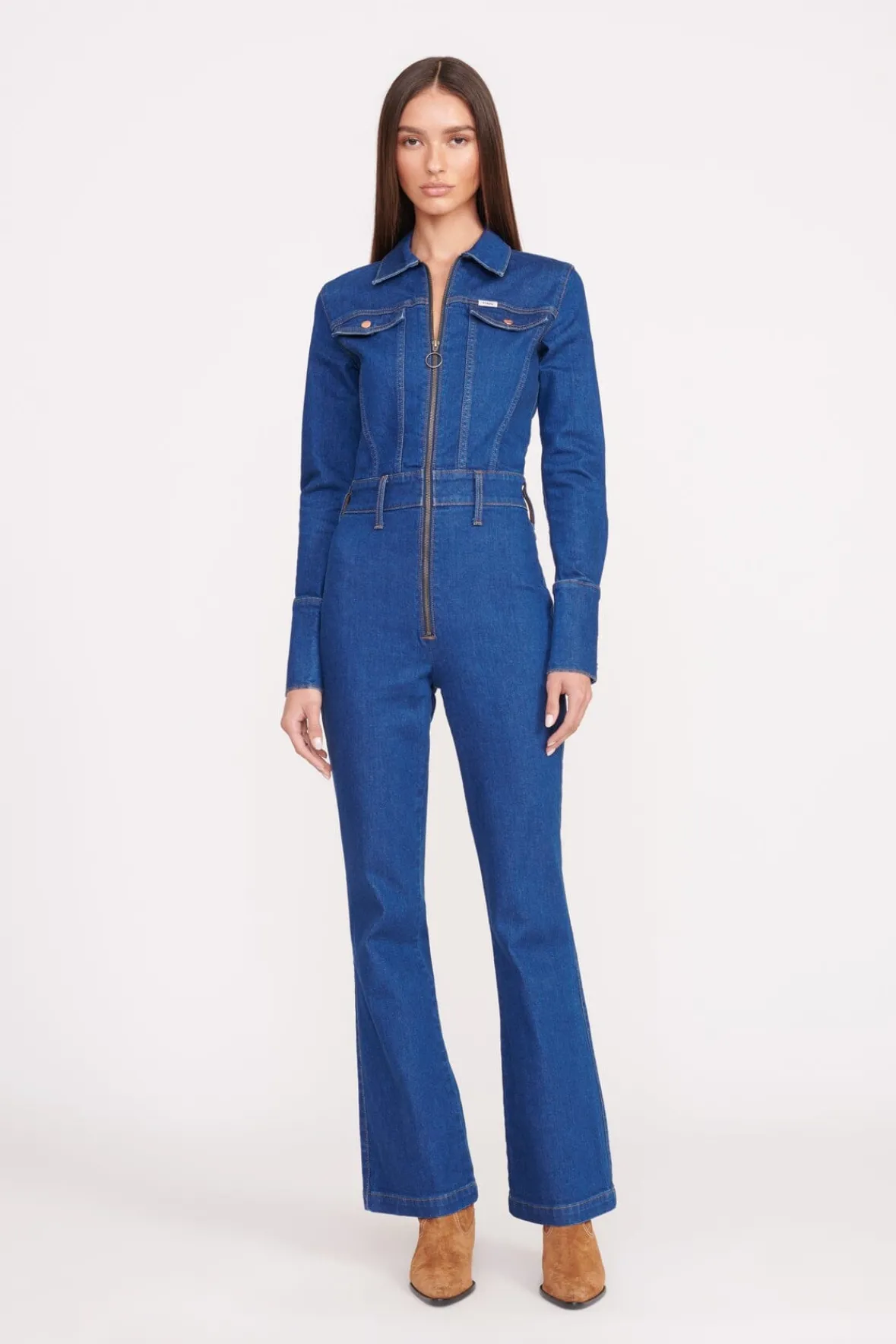 STAUD Denim | STAUD + Wrangler< + WRANGLER THE BODY JUMPSUIT DARK RINSE
