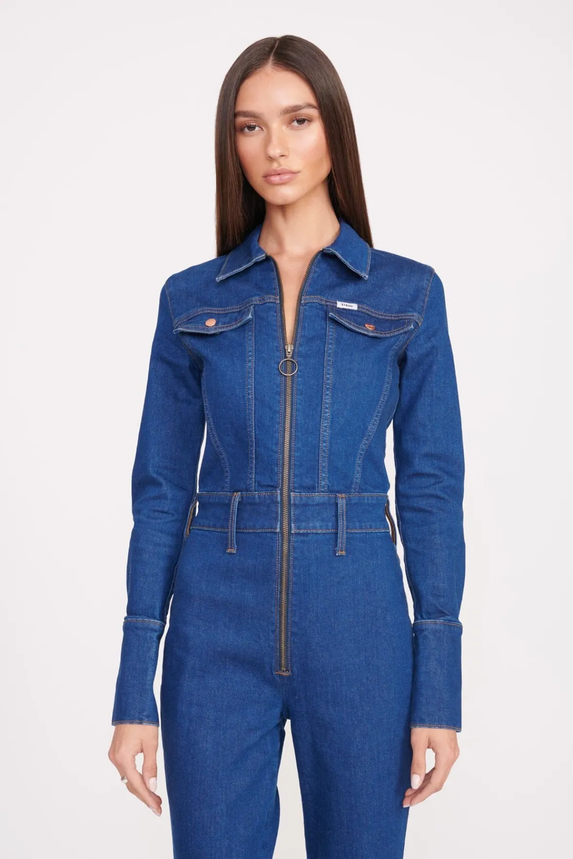 STAUD Denim | STAUD + Wrangler< + WRANGLER THE BODY JUMPSUIT DARK RINSE