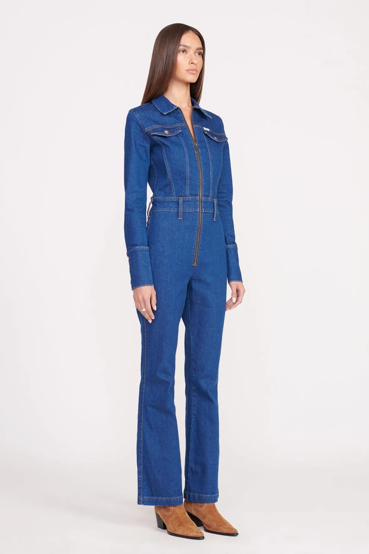 STAUD Denim | STAUD + Wrangler< + WRANGLER THE BODY JUMPSUIT DARK RINSE