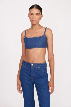 STAUD Denim | STAUD + Wrangler< + WRANGLER THE JEAN BIKINI TOP  DARK RINSE