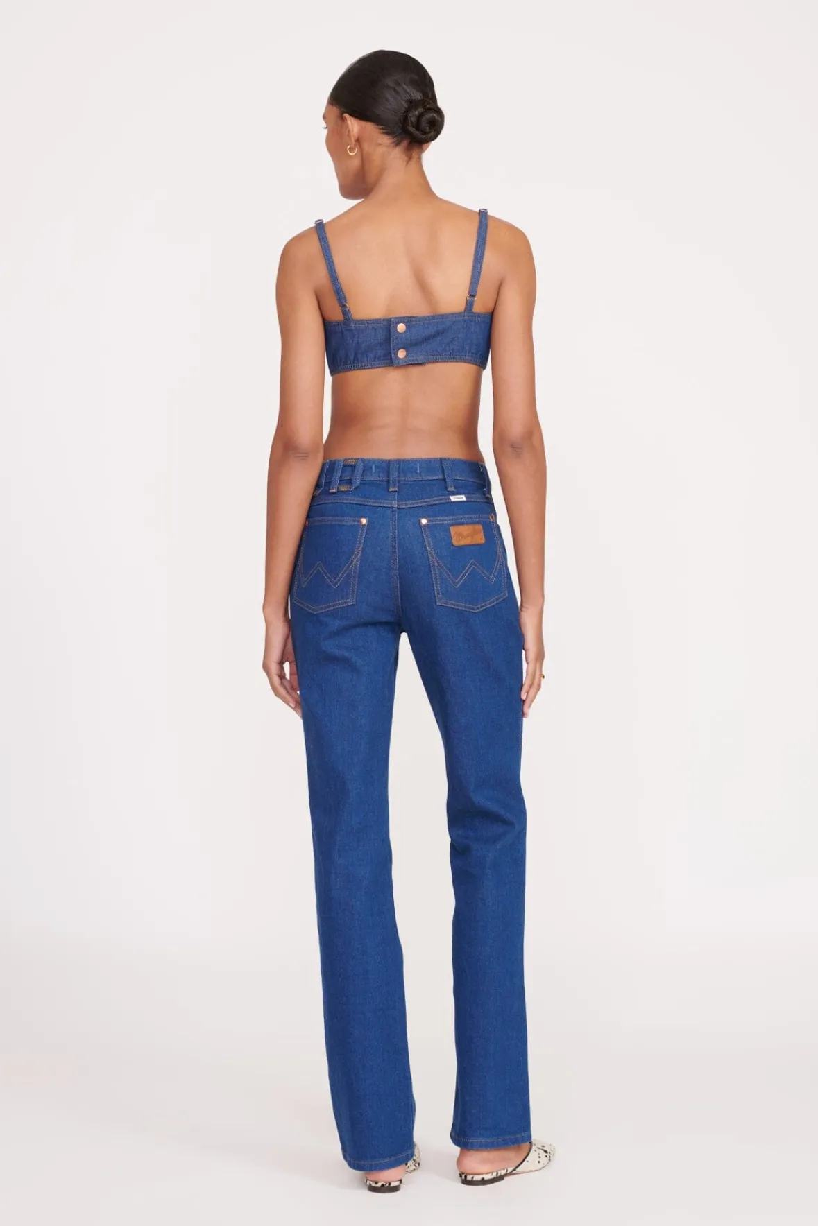 STAUD Denim | STAUD + Wrangler< + WRANGLER THE JEAN BIKINI TOP DARK RINSE