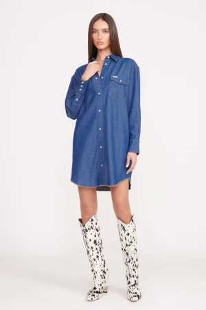 STAUD Denim | STAUD + Wrangler< + WRANGLER THE OVERSIZED WESTERN  DARK RINSE