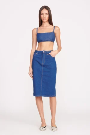 STAUD STAUD + Wrangler | Denim< + WRANGLER THE PENCIL SKIRT  DARK RINSE