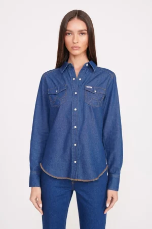 STAUD Denim | STAUD + Wrangler< + WRANGLER THE WESTERN SHIRT  DARK RINSE