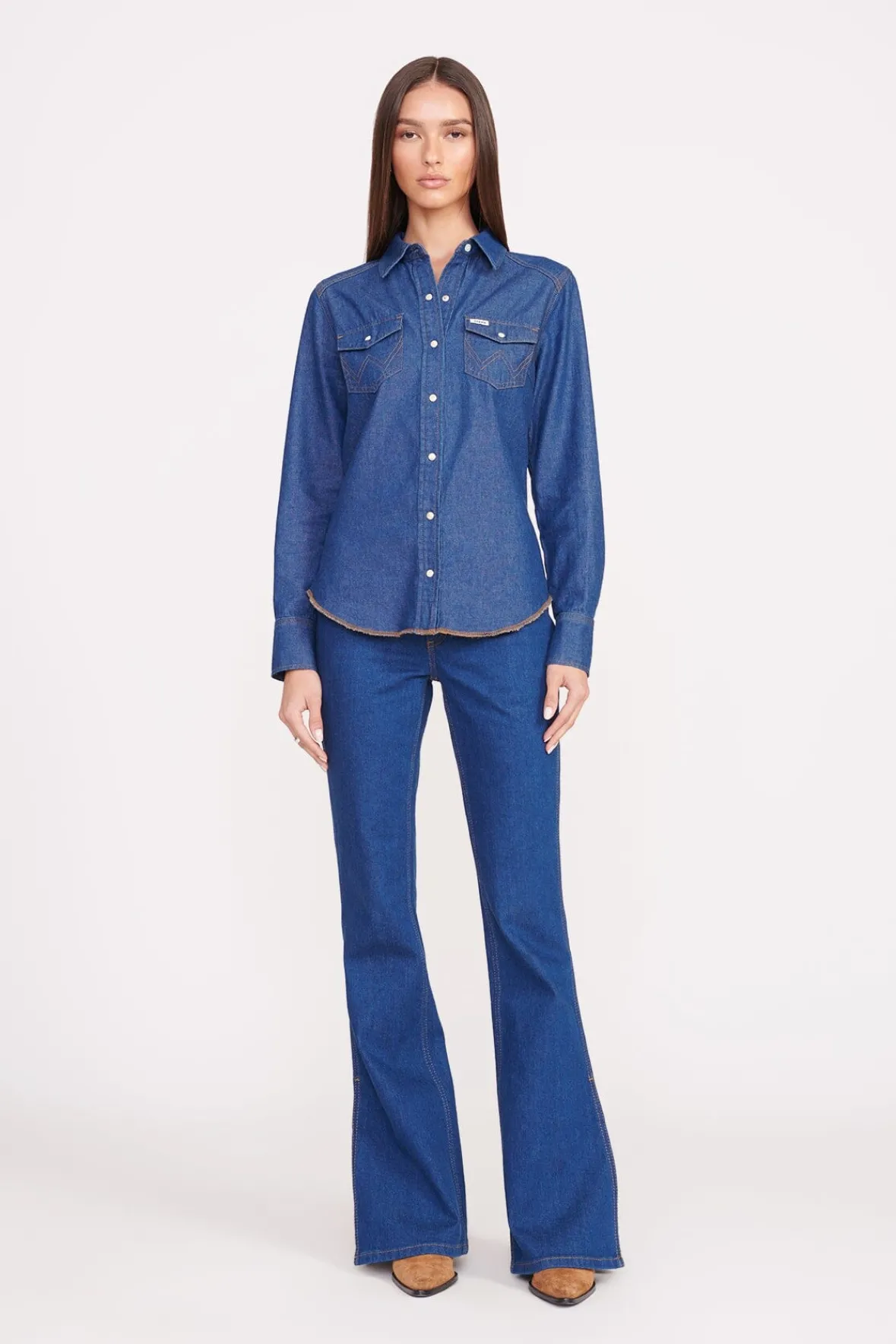 STAUD Denim | STAUD + Wrangler< + WRANGLER THE WESTERN SHIRT DARK RINSE