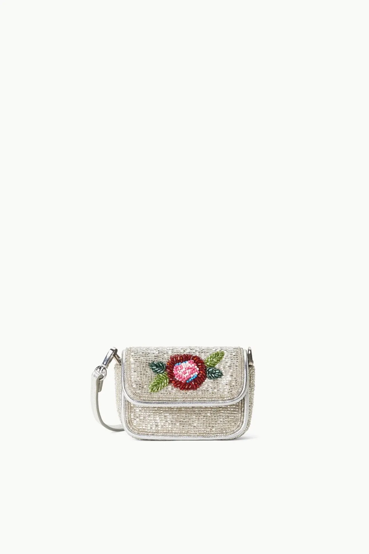 STAUD Beaded | Tommy<TINY TOMMY BEADED CROSSBODY DIAMOND ROSE