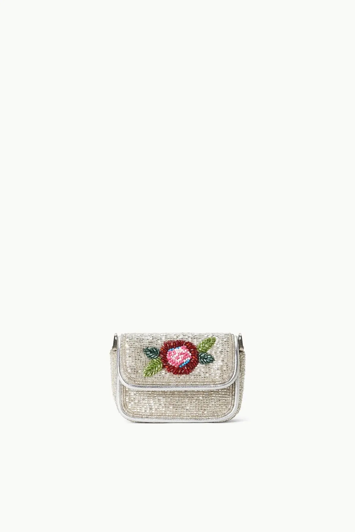 STAUD Beaded | Tommy<TINY TOMMY BEADED CROSSBODY DIAMOND ROSE