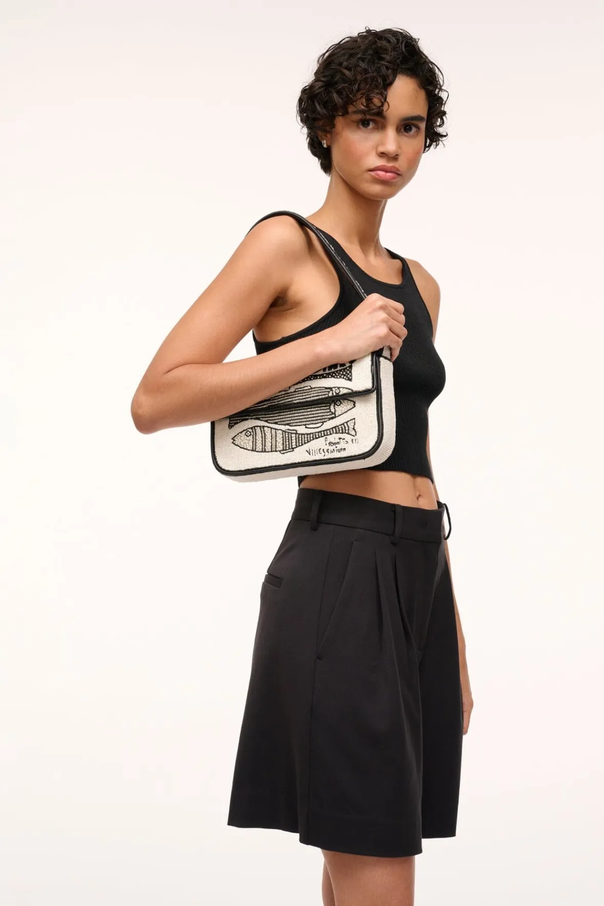 STAUD Shoulder | Tommy<TOMMY BEADED BAG INES CREAM