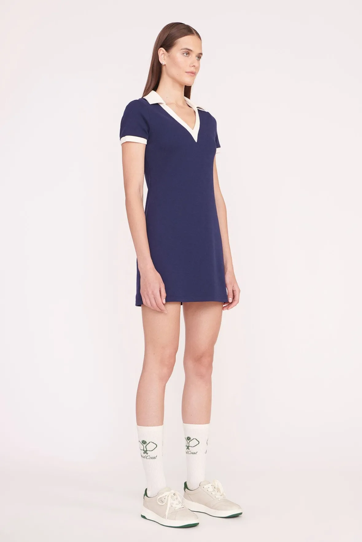 STAUD STAUD Court | Dresses<VOLLEY DRESS NAVY IVORY