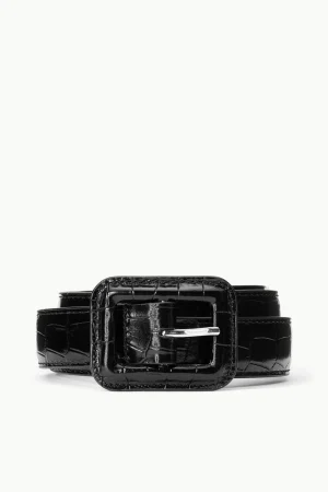 STAUD Belts<WAIST BELT  BLACK CROC EMBOSSED