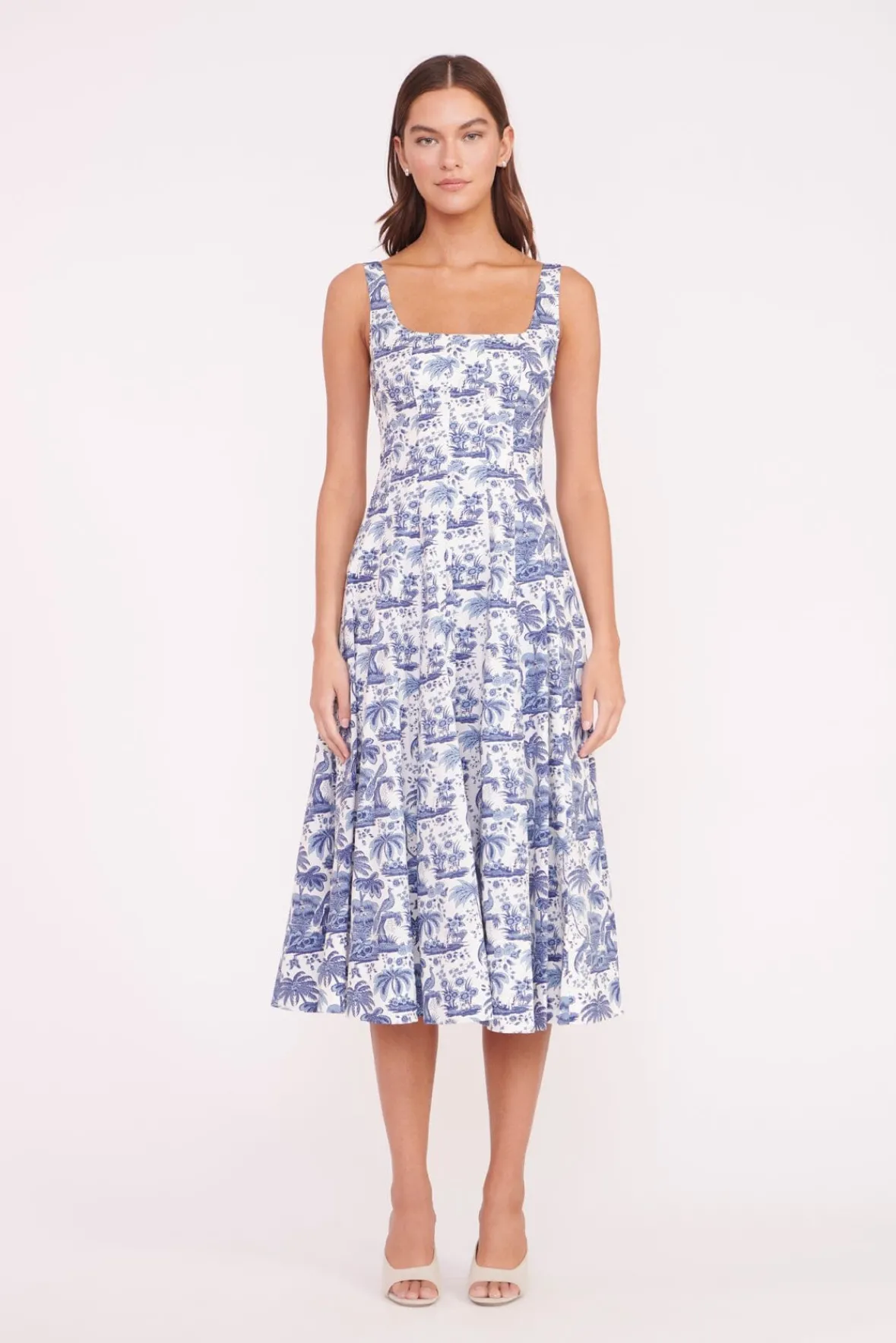 STAUD Best Sellers | Poplin Shop<WELLS DRESS BLUE TOILE