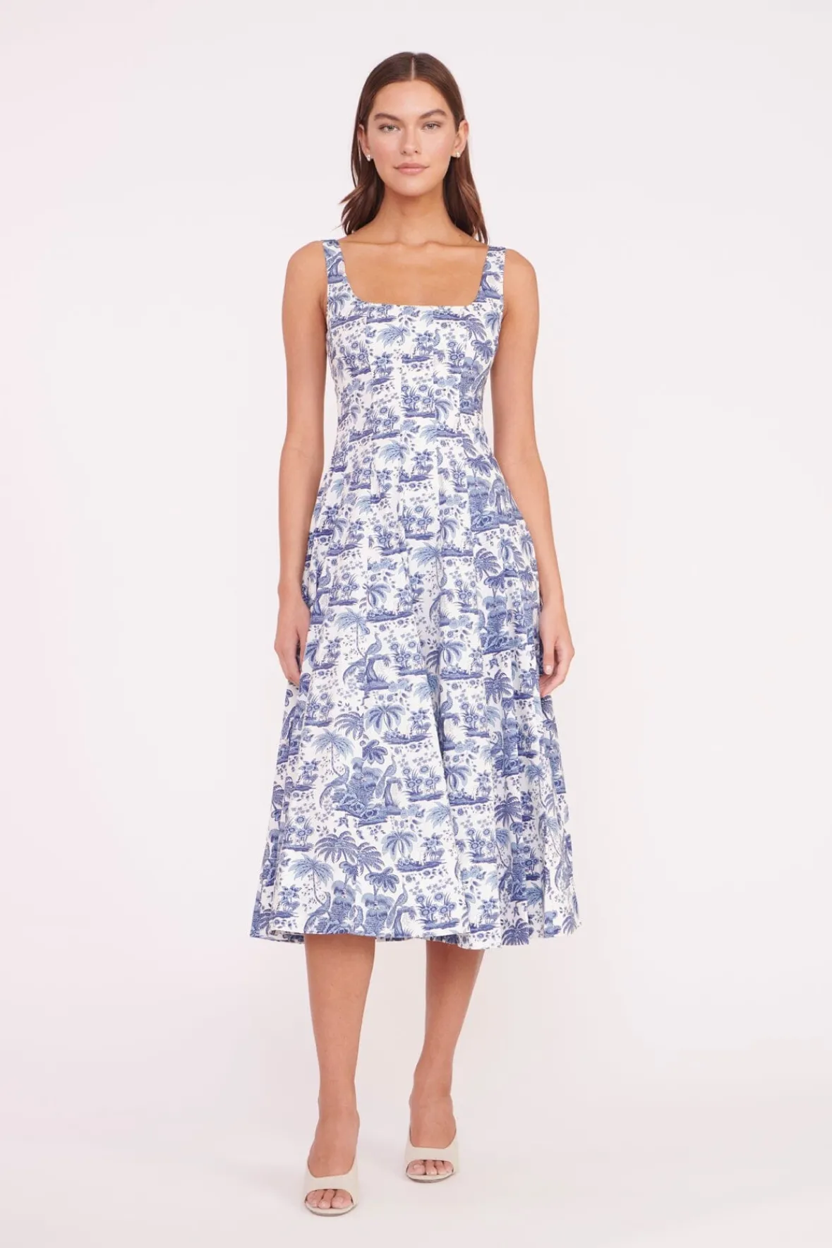 STAUD Best Sellers | Poplin Shop<WELLS DRESS BLUE TOILE
