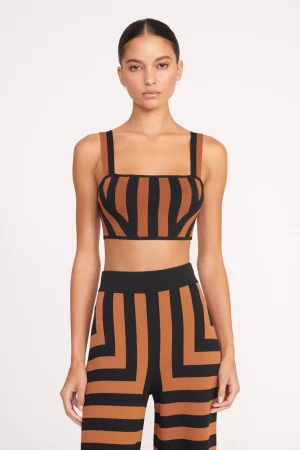 STAUD Tops<ZOLA TOP BLACK TAN SEASHORE STRIPE