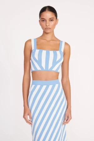 STAUD Tops<ZOLA TOP BLUE SEASHORE STRIPE